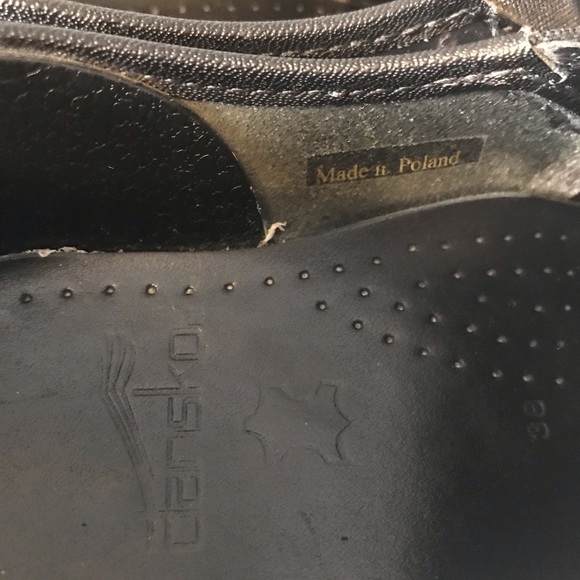 Dansko Black Leather Comfort Clogs - Picture 7 of 12